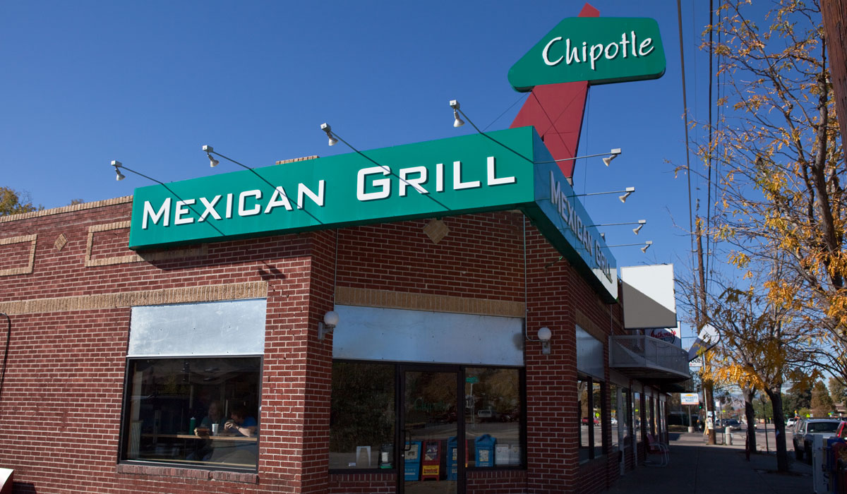 Chipotle Restaurant In Colorado With Green Sign