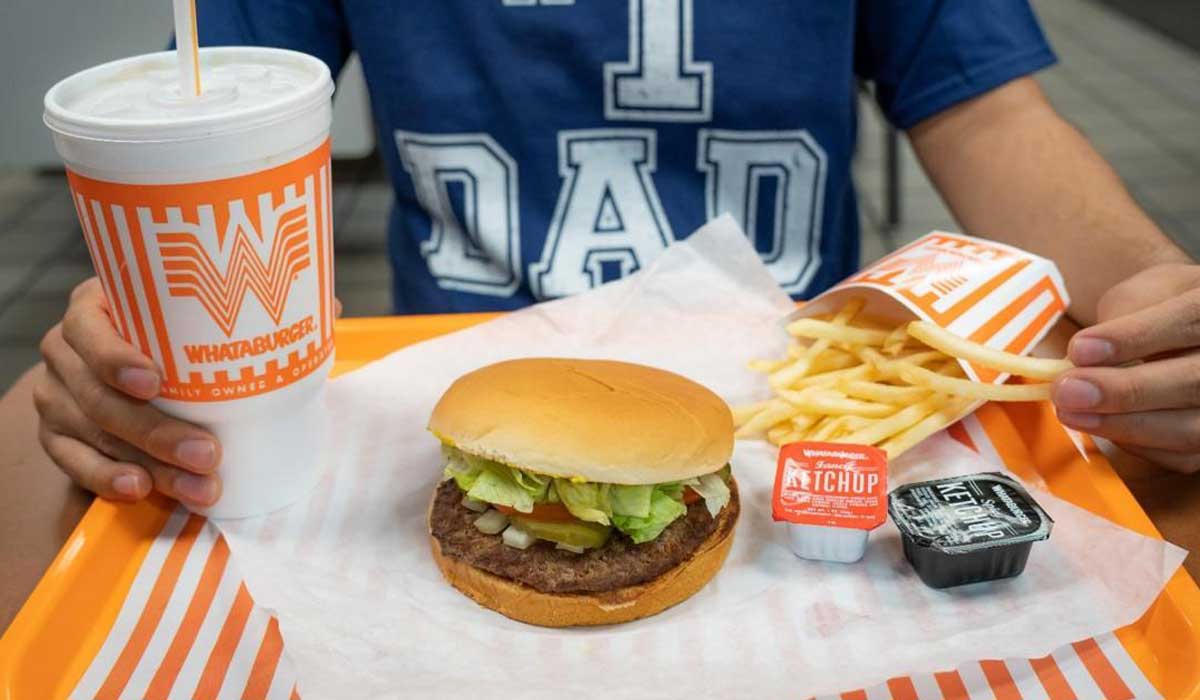 Whataburger Burger, Fries, Drink