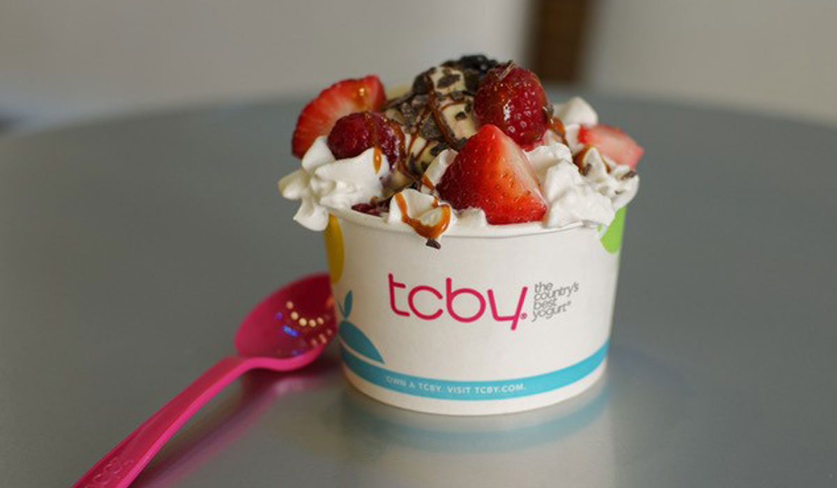 A container of frozen yogurt.