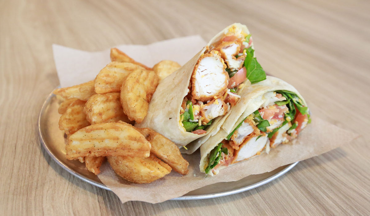 A Wrap And Fries At Wing Zone