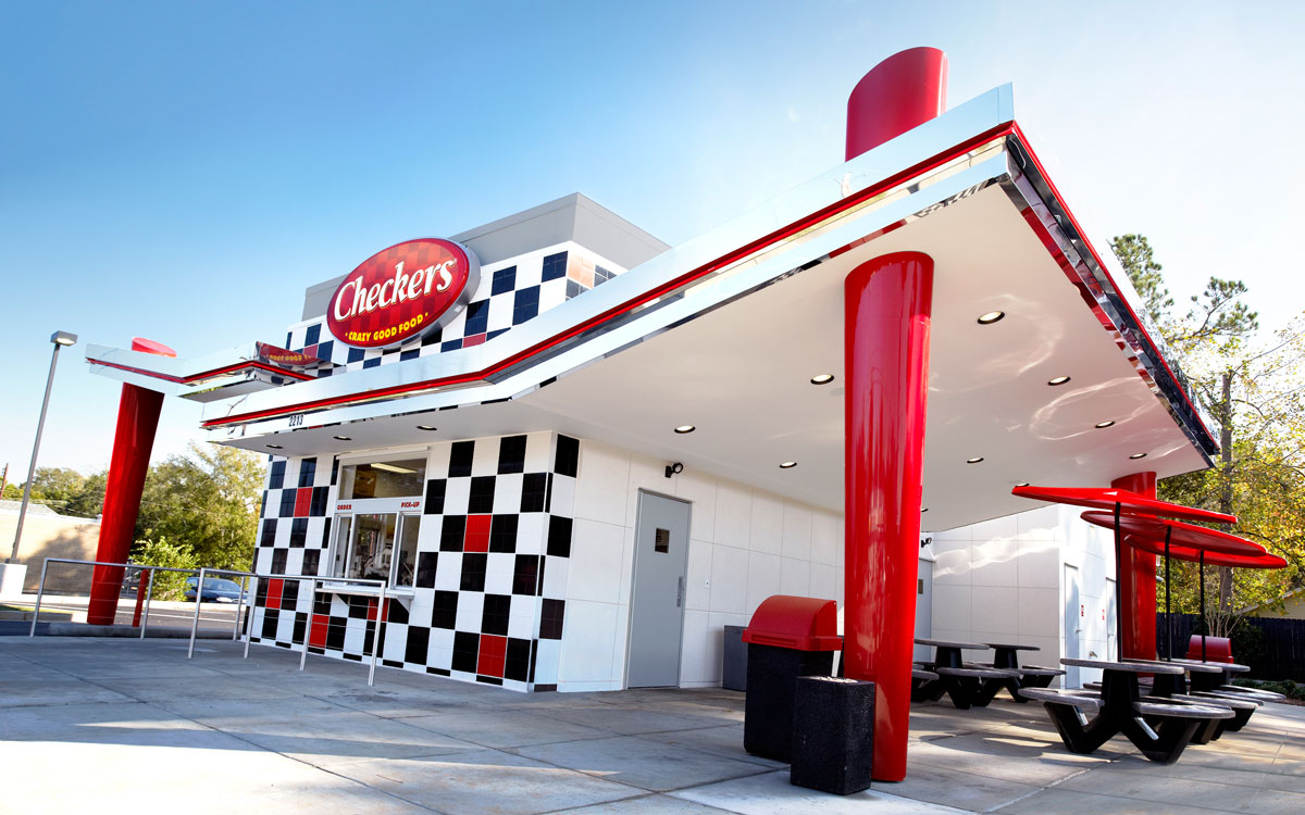The Exterior Of A Checkers Fast Food Restaurant