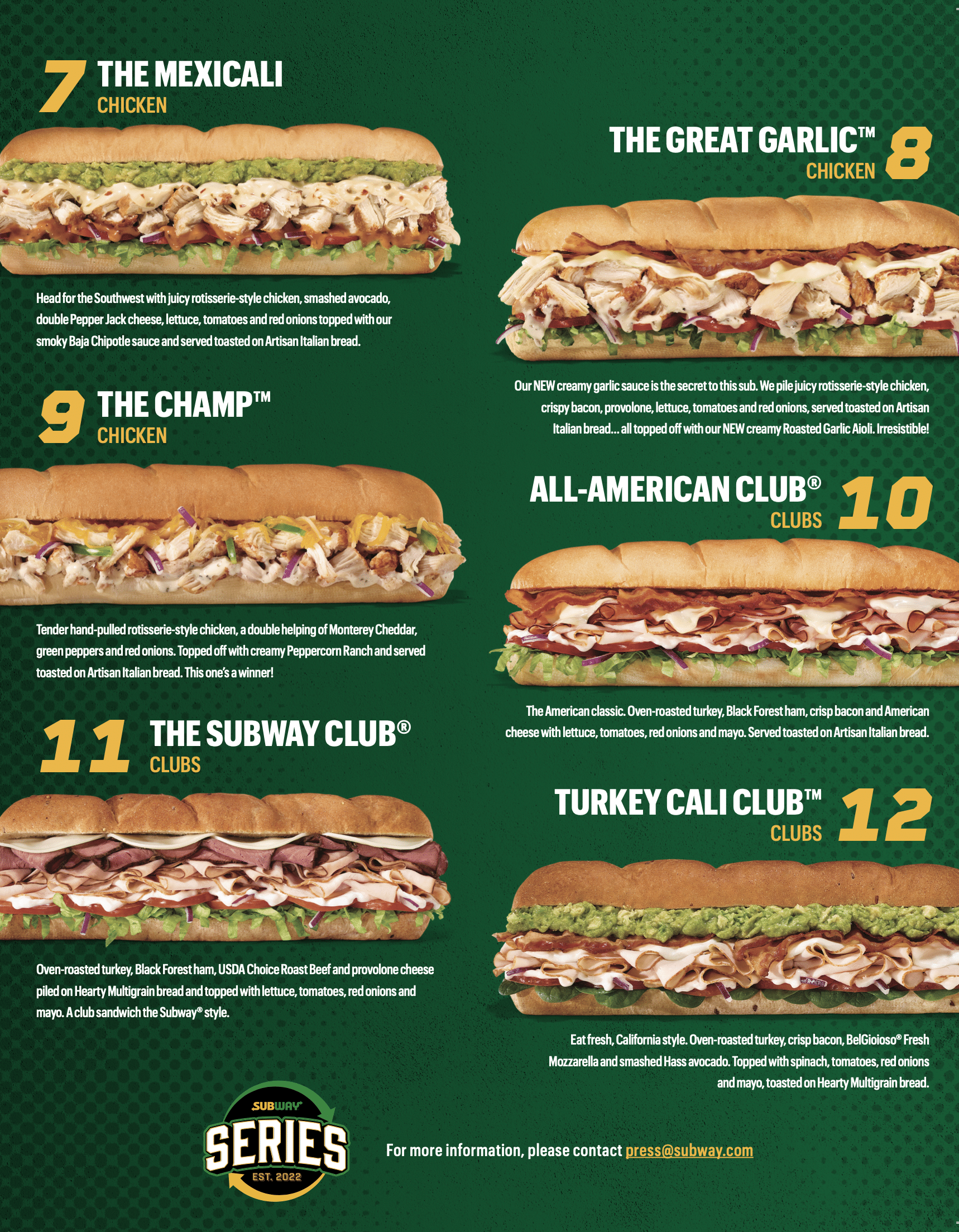 Subway changes up menu with series of sandwiches