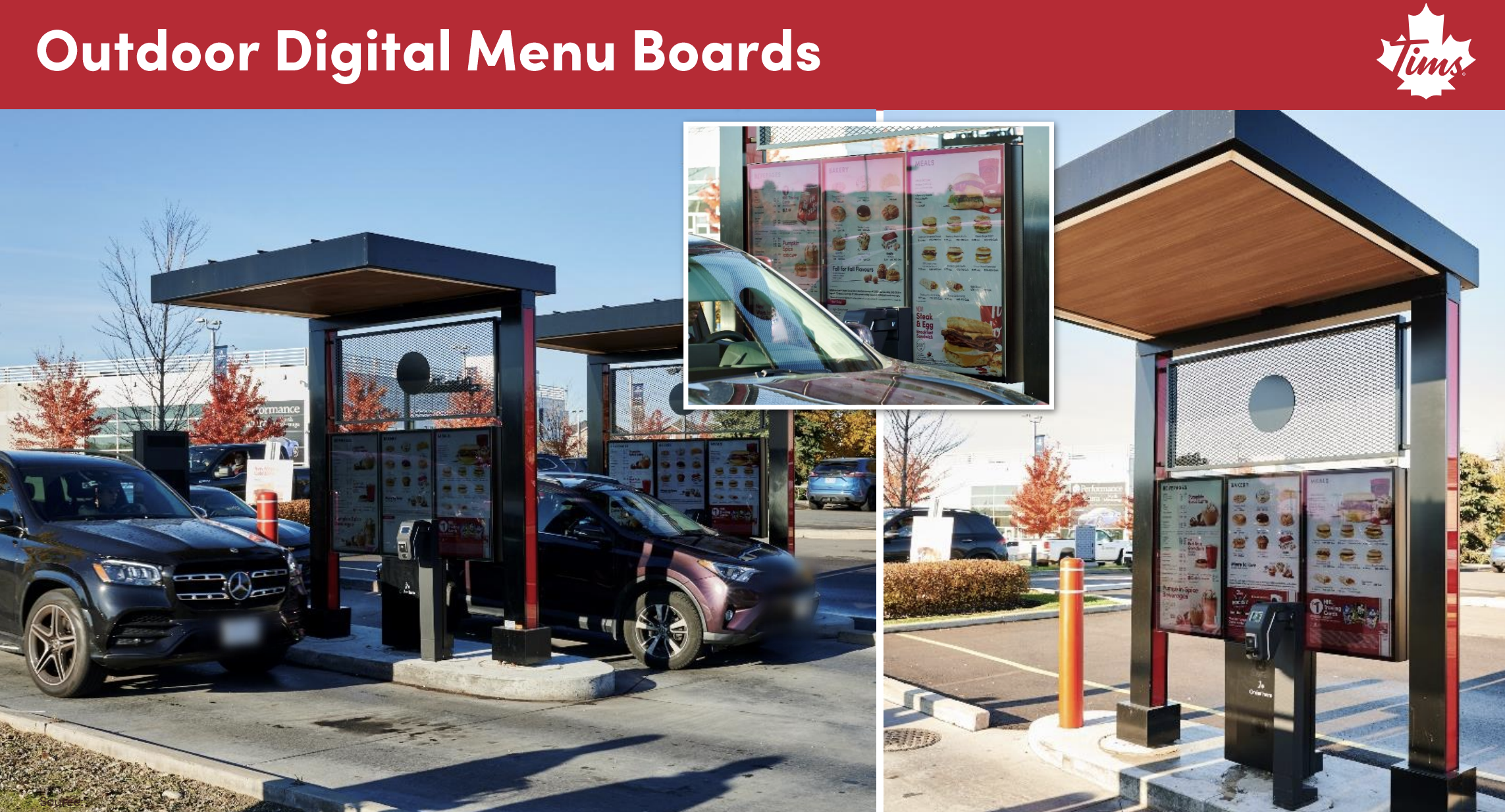 Tim Hortons drive-thru menuboards.