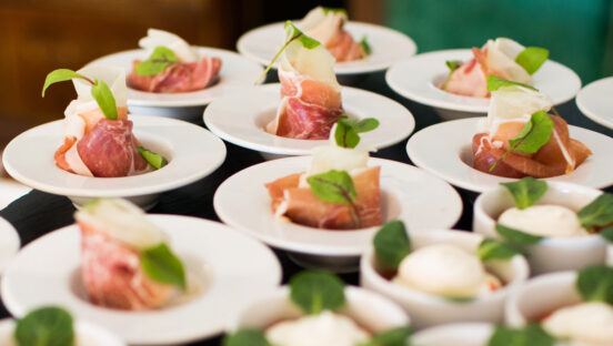 Food Plated On A Buffet For Catering