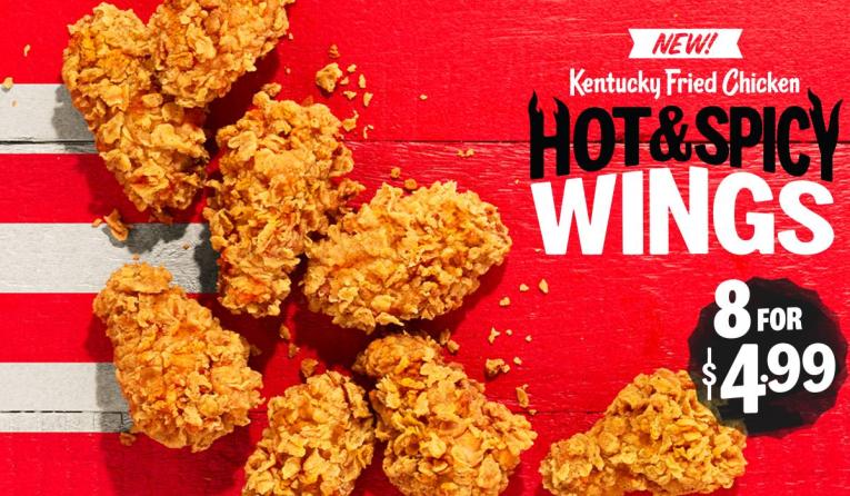 The new KFC Hot & Spicy Wings are spicy marinated and double hand-breaded in KFC's signature Extra Crispy breading.