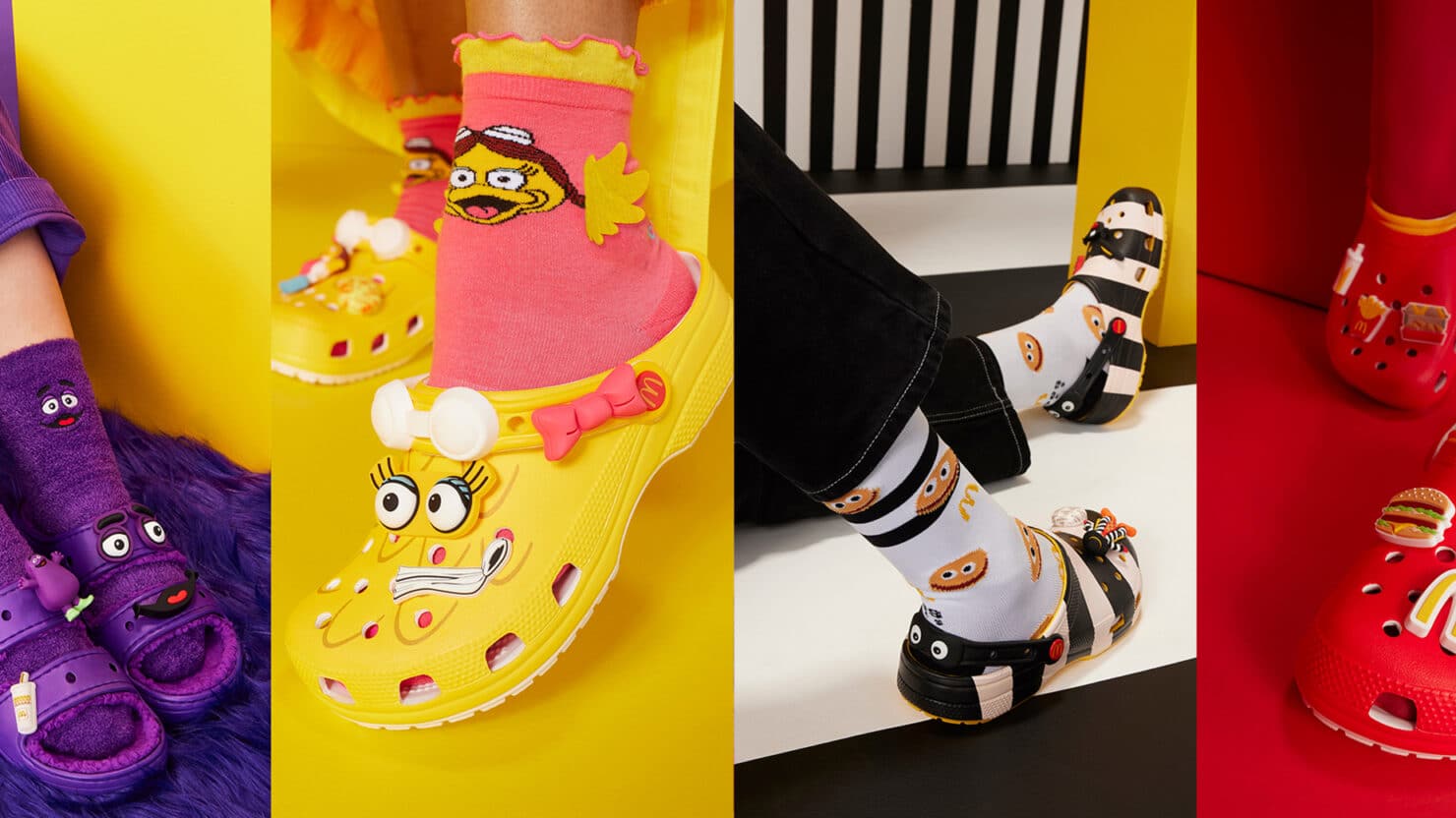 The full McDonald’s x Crocs Collection includes a line of shoes with Jibbitz charms available for between $70 – $75 a pair.