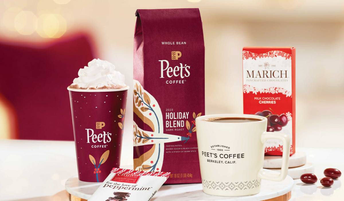 Examples of holiday menu items from Peet's Coffee.