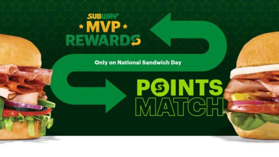 A graphic displaying Subway's point match promotion.