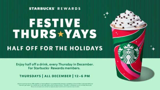 Starbucks graphic showcasing 'Thursyays.'