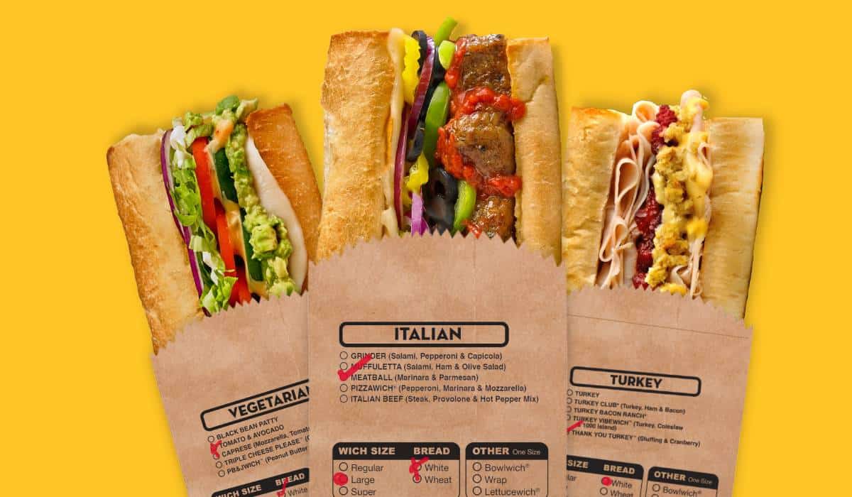 Three sandwiches from Which Wich.