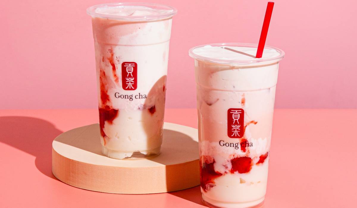 A photo of Gong cha's two 'Pink Drinks.'
