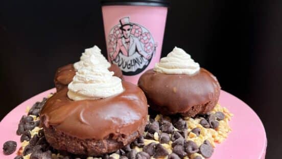 The Peanut Butter and Chocolate Doughnut from Voodoo Doughnut.
