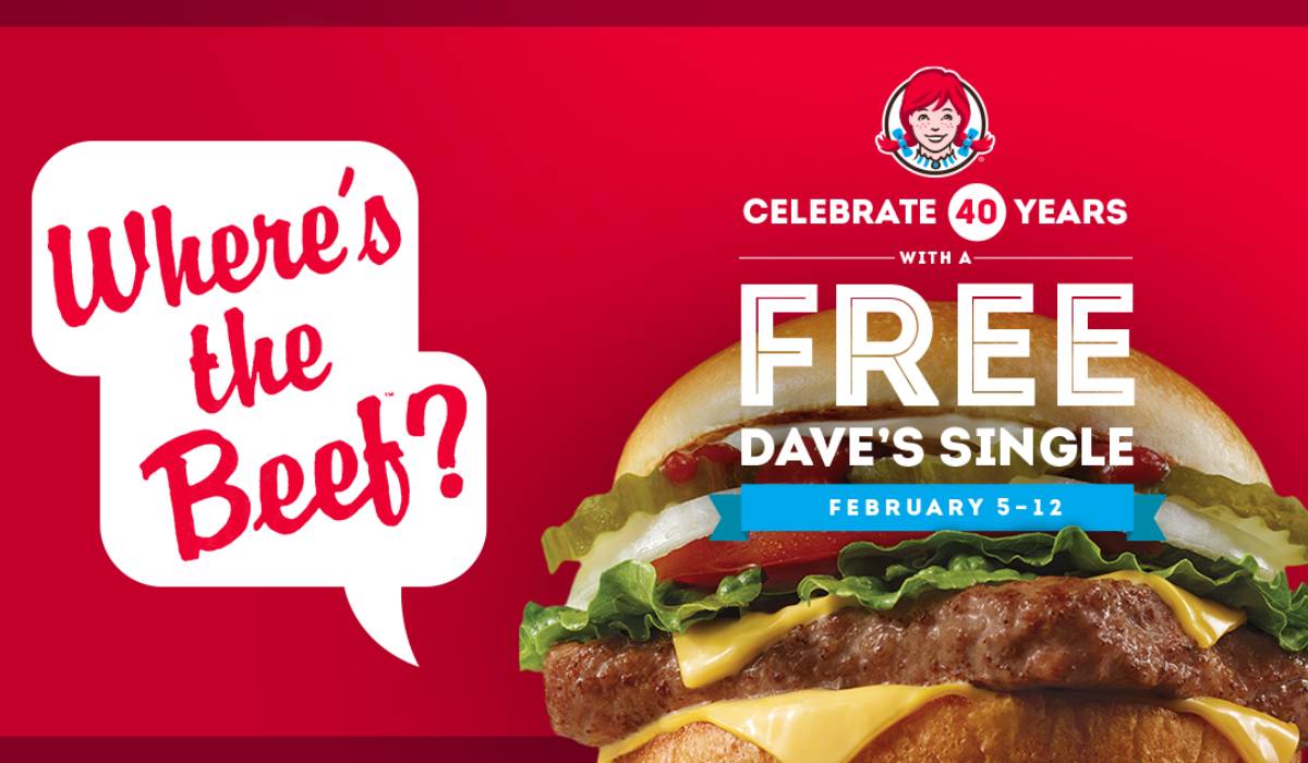 Wendy's graphic showcasing Dave's Single deal.