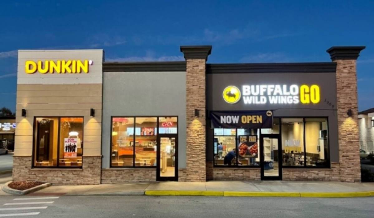 A Dunkin' and Buffalo Wild Wings GO next to each other. Co-branding has played a role in the concept's growth as well.