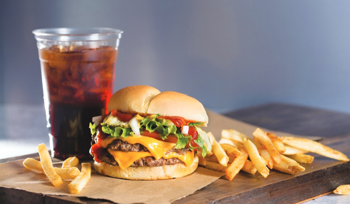 A Classic Burger combo from Wayback Burgers.