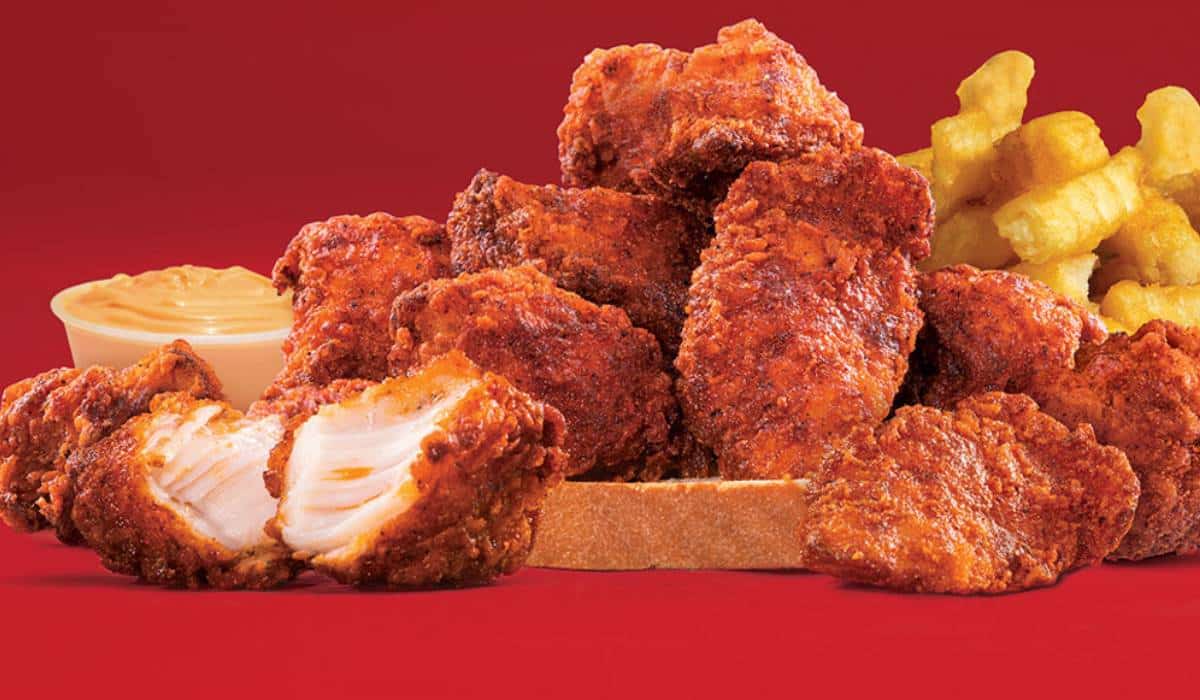 A photo of the chicken bites from Dave's Hot Chicken.