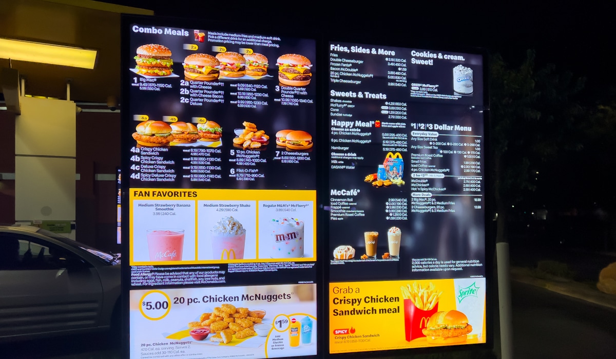 McDonald's digital menu board.