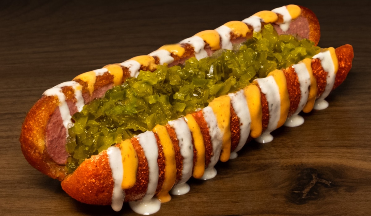 Dog Haus' Hot-N-Ranchy hot dog.