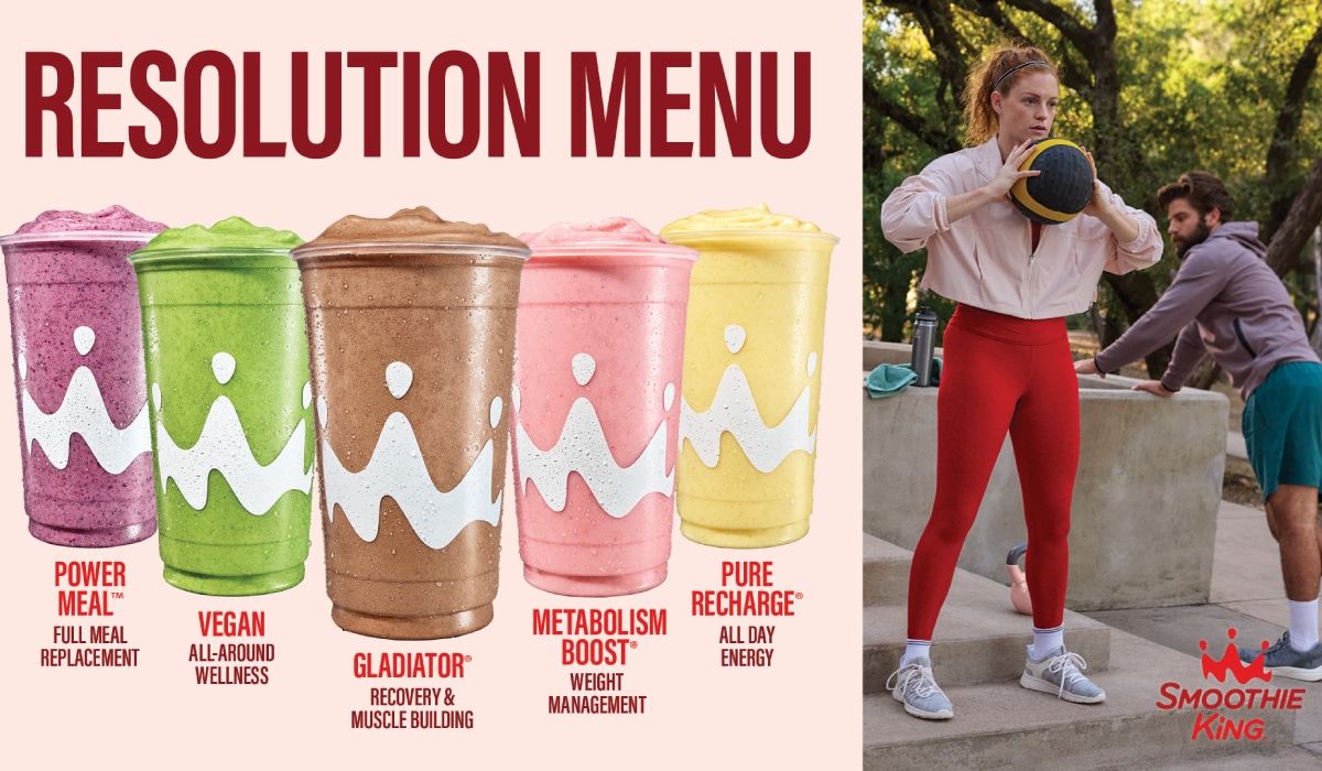 Smoothie King's New Year's Resolution Menu.