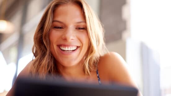 Customer smiling.