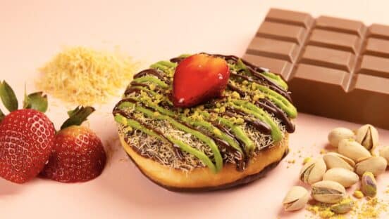 Pinkbox's Dubai Chocolate doughnut.