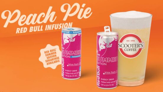 Peach Pie Red Bull Infusion from Scooter's Coffee.