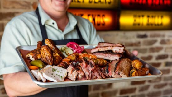 Full food tray from Ten50 BBQ.