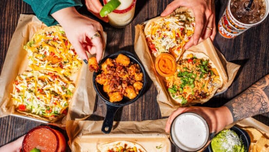 Food from Torchy's Tacos.