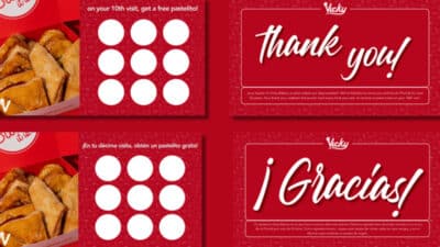 Vicky Bakery punchcard.
