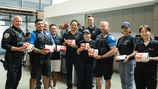 The bb.q Chicken team with the Beaverton Police Department.