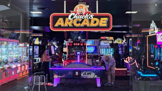 Customers at Chuck's Arcade.