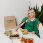 Paige Bueckers with her Wingstop meal.