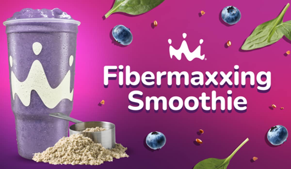A graphic showcasing Smoothie King's Fibermaxxing Smoothie.