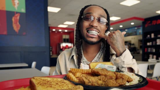 Quavo with Zaxbys' new Lemon Pepper Wings.