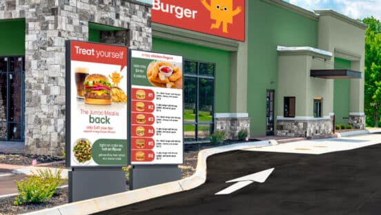 Graphic of outdoor drive-thru signage.