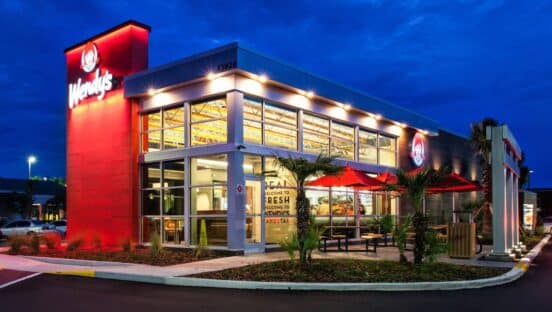 Wendy's exterior at night.