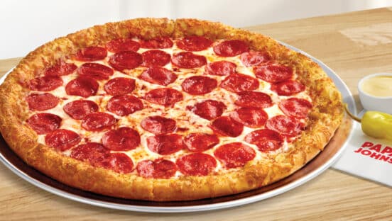 Papa Johns' Garlic 5-Cheese Crust Pizza.