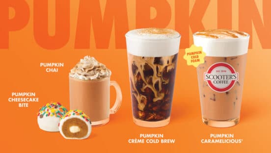 Pumpkin menu items from Scooter's Coffee.