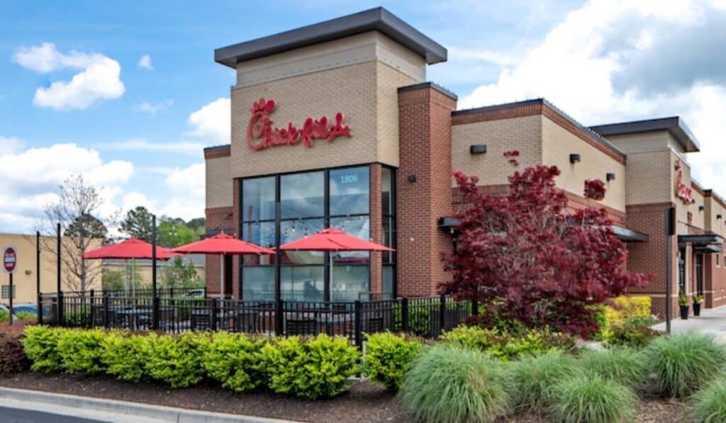 Chick-fil-A drive-thru building.