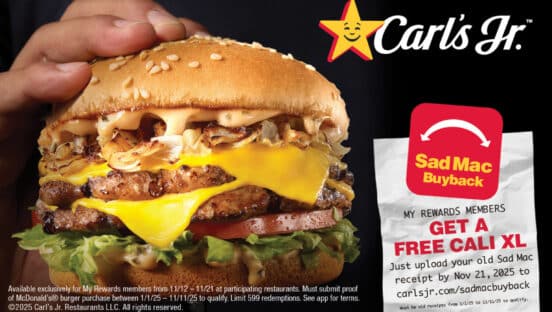 Graphic showcasing Carl's Jr.'s new Cali XL Burger.