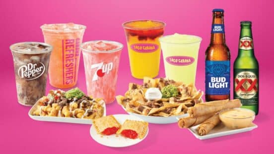 Taco Cabana's Double Happy Hour menu.