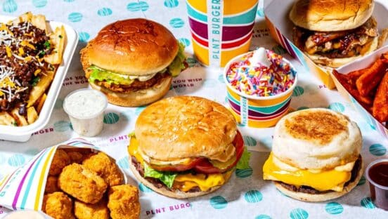 Food on a table from PLNT Burger.