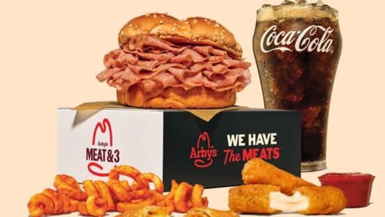 Arby's Meat & 3 value box.