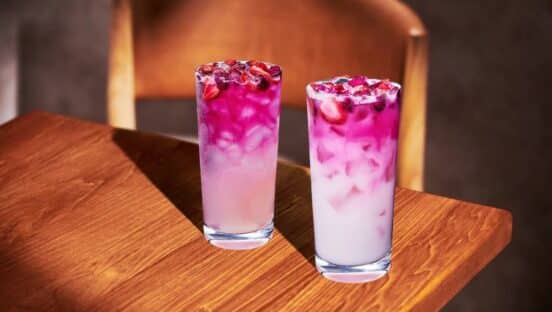 The Pink Cannon Ball Drink and The Cannon Ball Drink with Cold Foam.