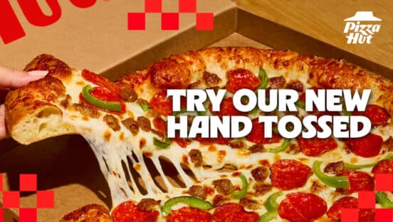 Graphic showcasing Pizza Hut's improved crust.
