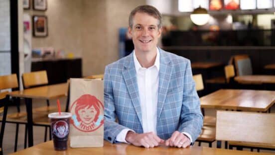 Ryan O'Malley of Wendy's in a restaurant.