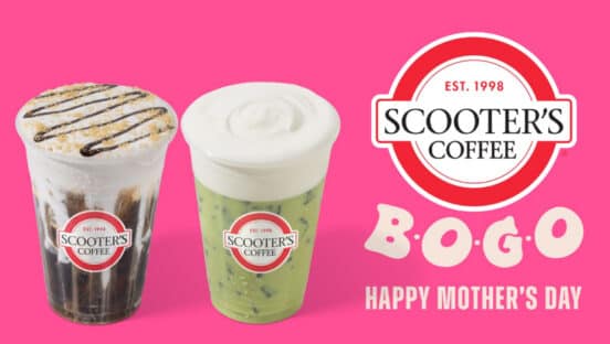 BOGO Mother's Day graphic from Scooter's Coffee.