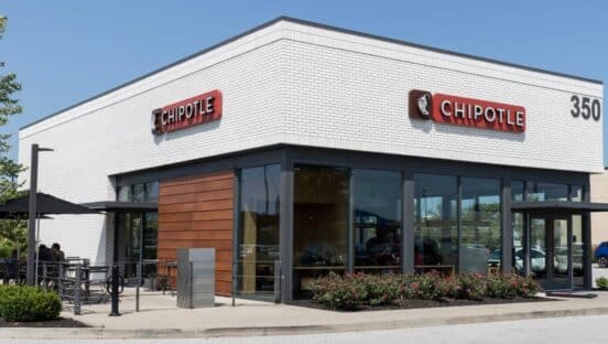 Chipotle exterior of restaurant.