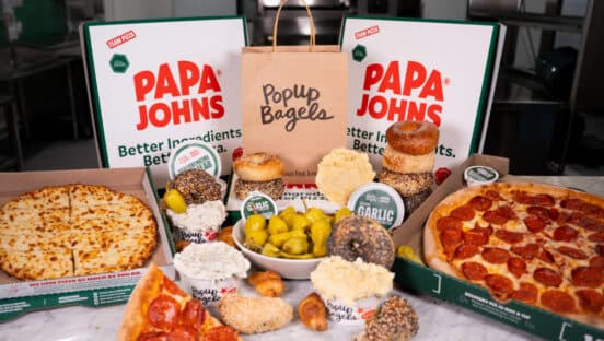 Papa Johns schmears with PopUp Bagels.