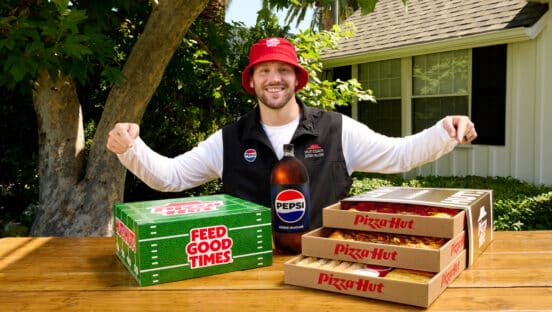 Josh Allen with Pizza Hut boxes.